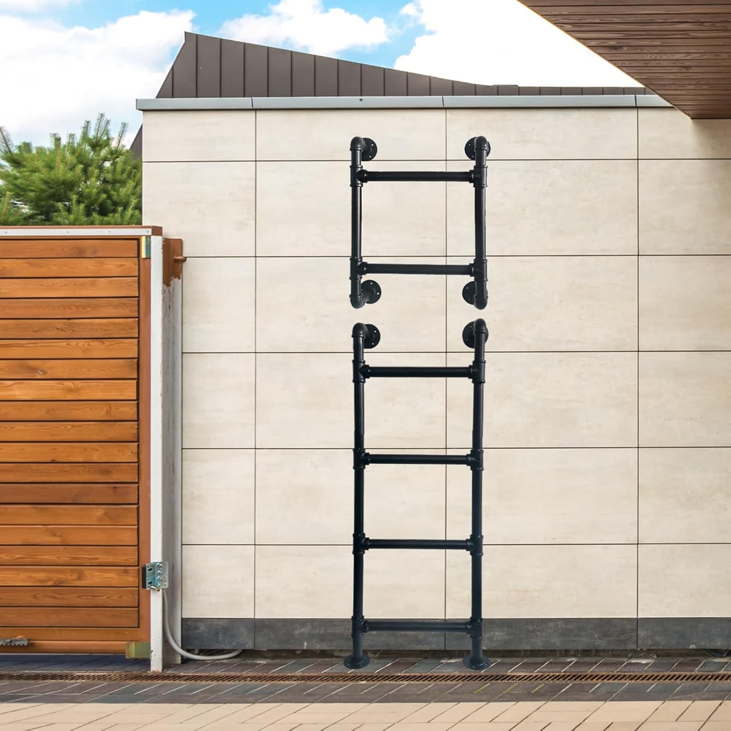Escalera metal para ático y dormitorio 2 escalones negro
