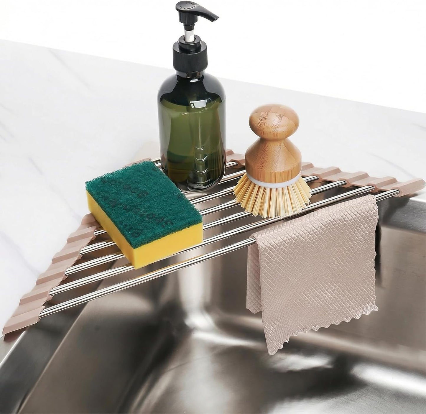 Escurridor plegable acero inox triangular cocina multiuso