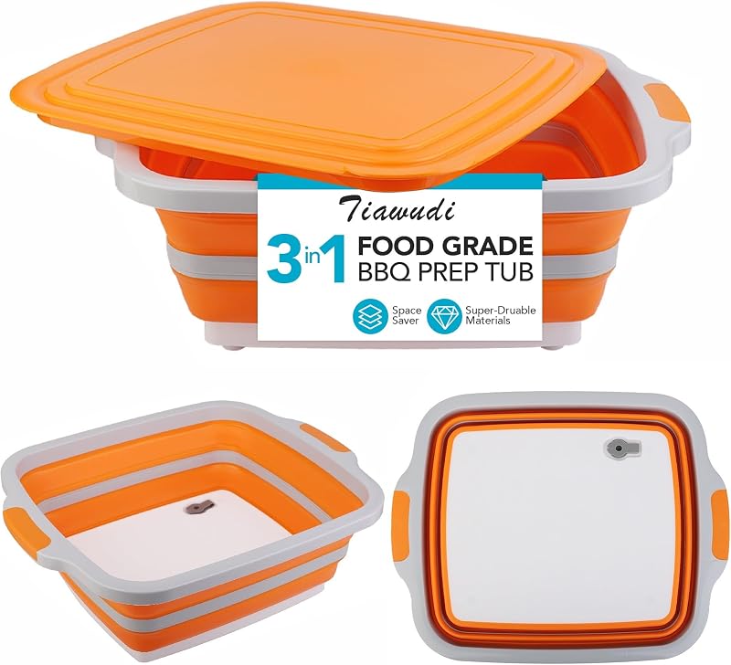 Tabla cortar plegable con fregadero colador y cesta 8L