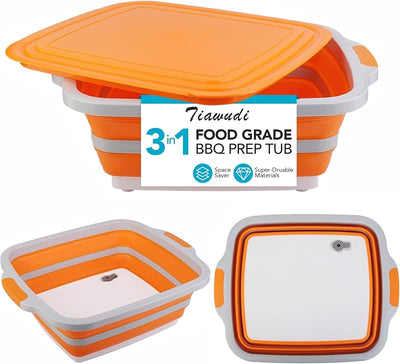 Tabla cortar plegable con fregadero colador y cesta 8L