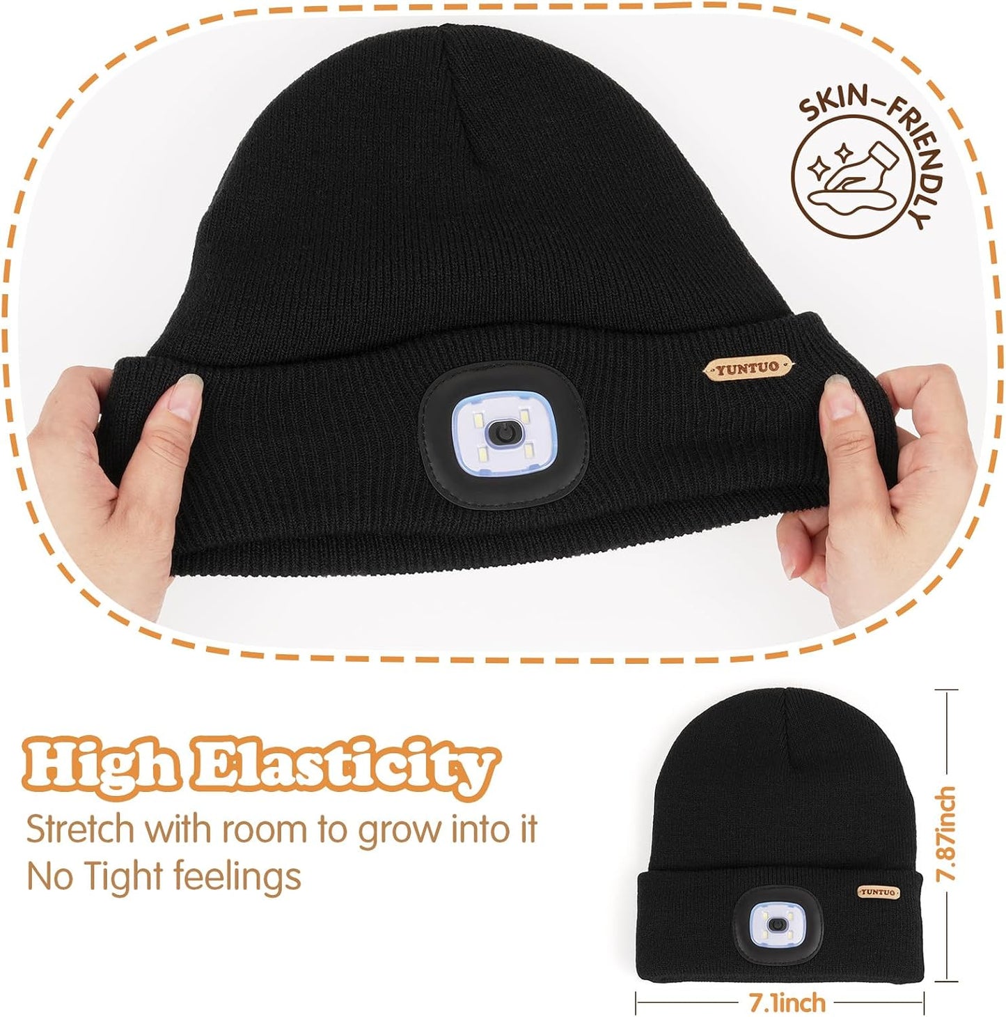 Gorro invierno LED para niños con luz USB