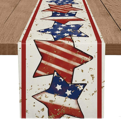 Camino mesa 4 de Julio bandera EE.UU. estrellas rayas patriótico