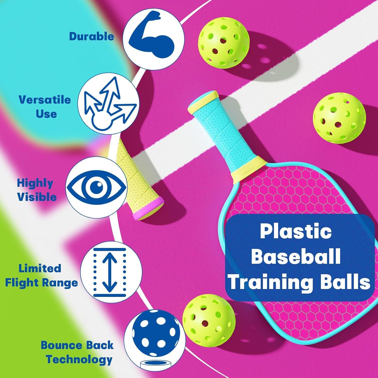 Pelotas béisbol práctica suaves plástico 2.8"