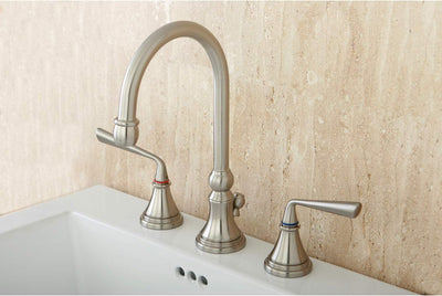 Grifo lavabo salvia plateada con ventana latón níquel