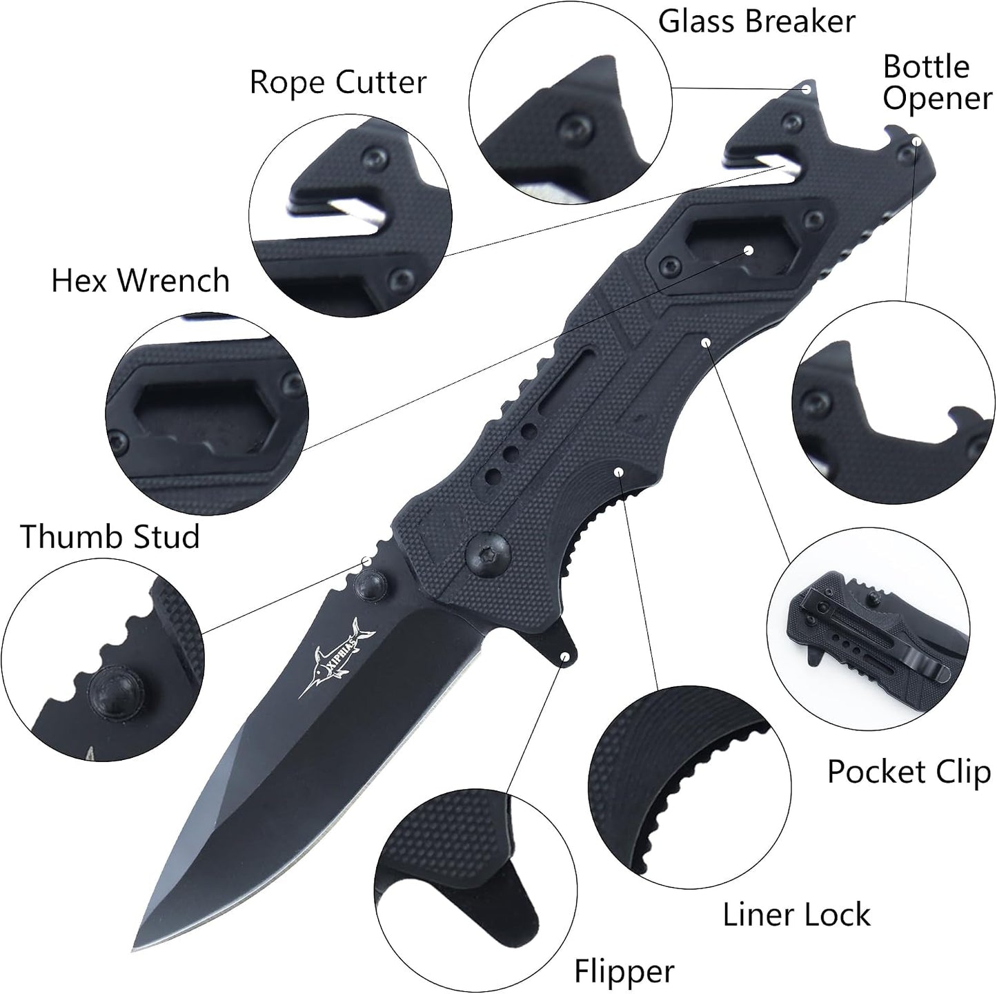 Cuchillo plegable multifuncional coche camping