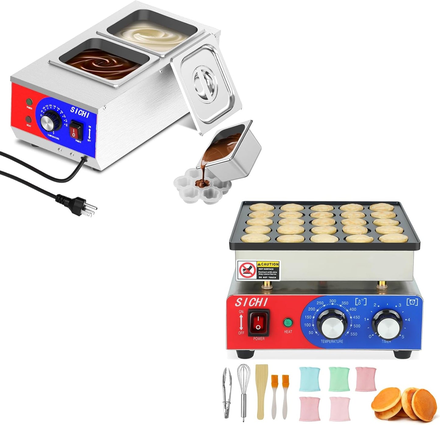 Mini máquina panqueques 110V 7.5L acero inox antiadherente