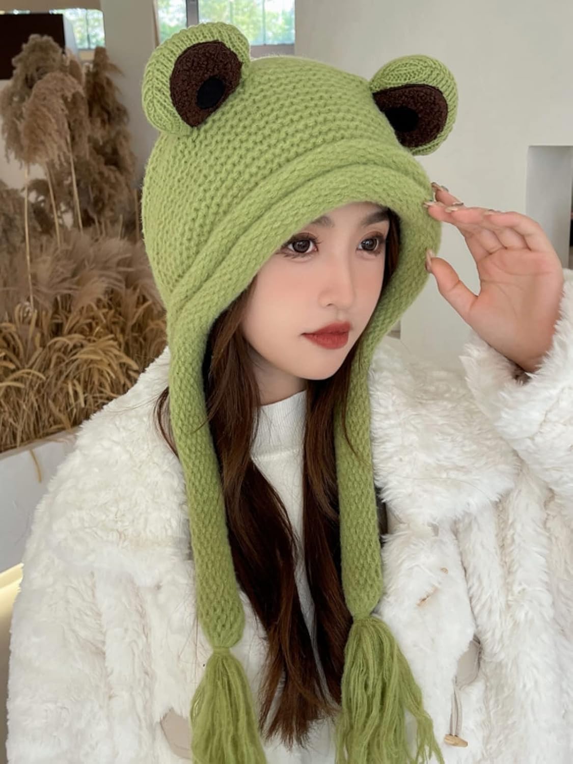 Gorro rana adulto punto ganchillo otoño invierno