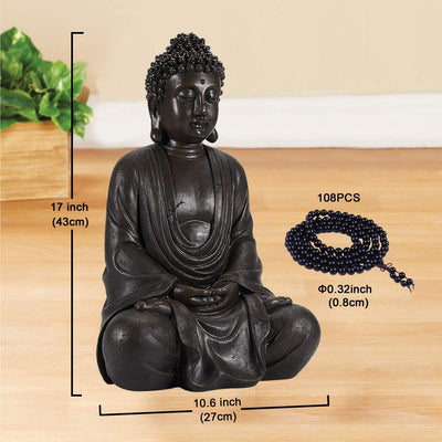 Estatua Buda meditante bronce antiguo 17pulg jardín y hogar