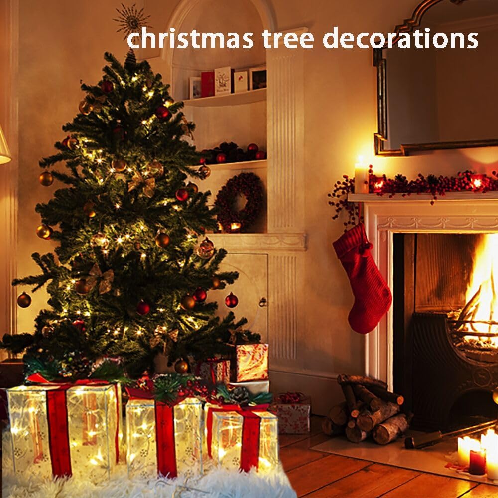 Set 3 cajas regalo Navidad con 60 luces LED