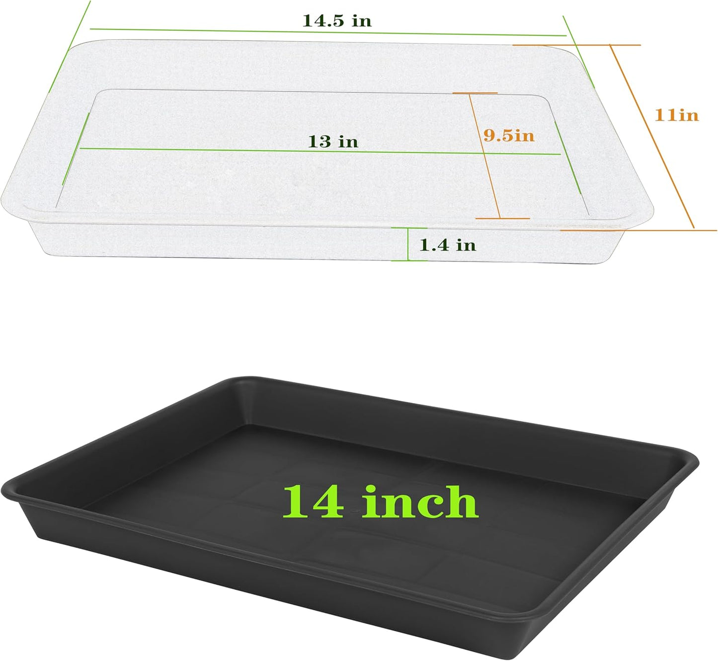 Bandeja cultivo platillo plantas 14x11 pulg plástico resistente