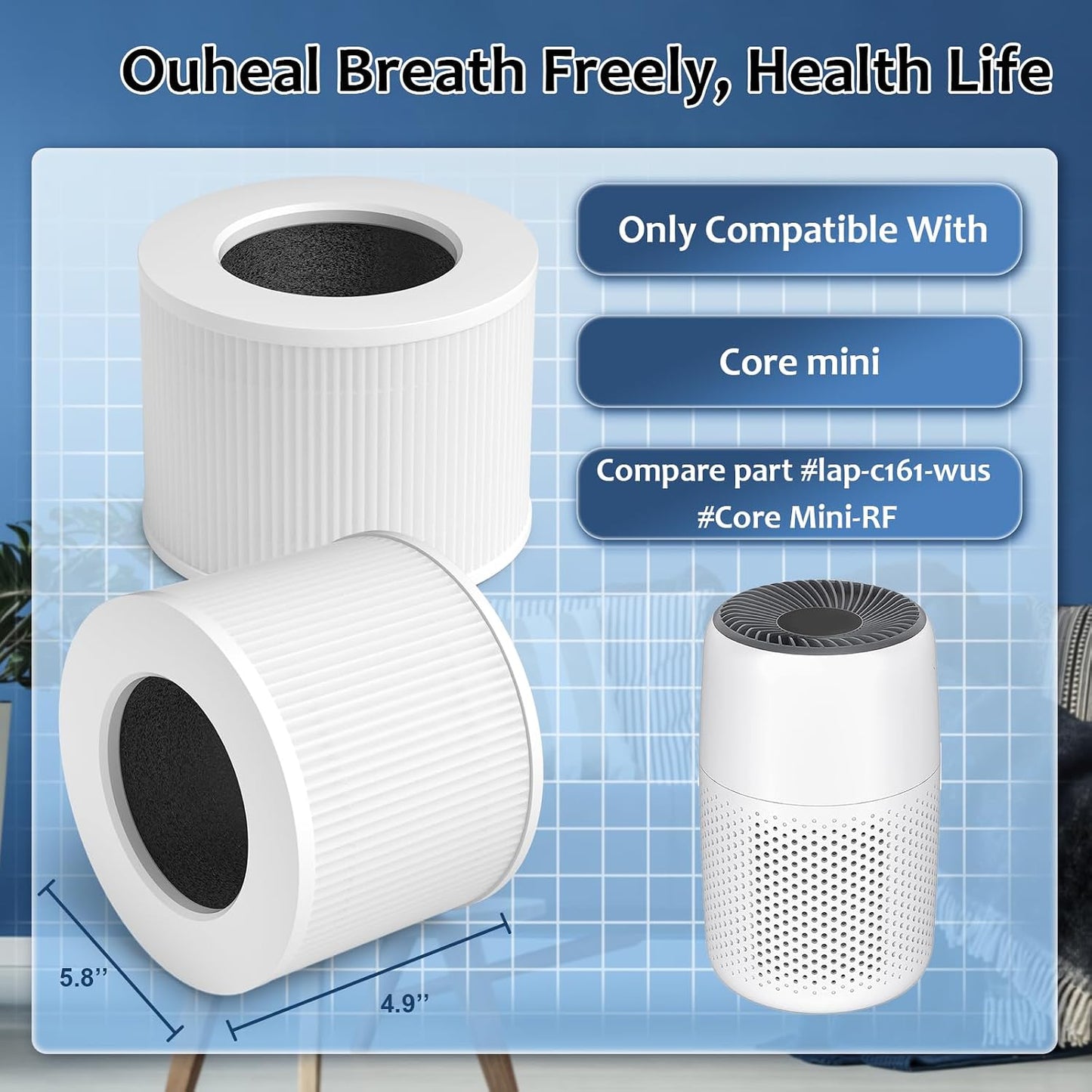 Filtro HEPA H13 3en1 para purificador Levoit Core Mini