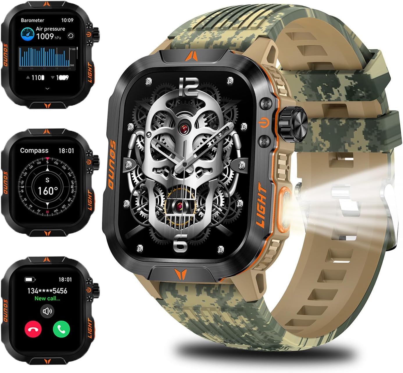 Reloj táctico con altímetro barómetro brújula