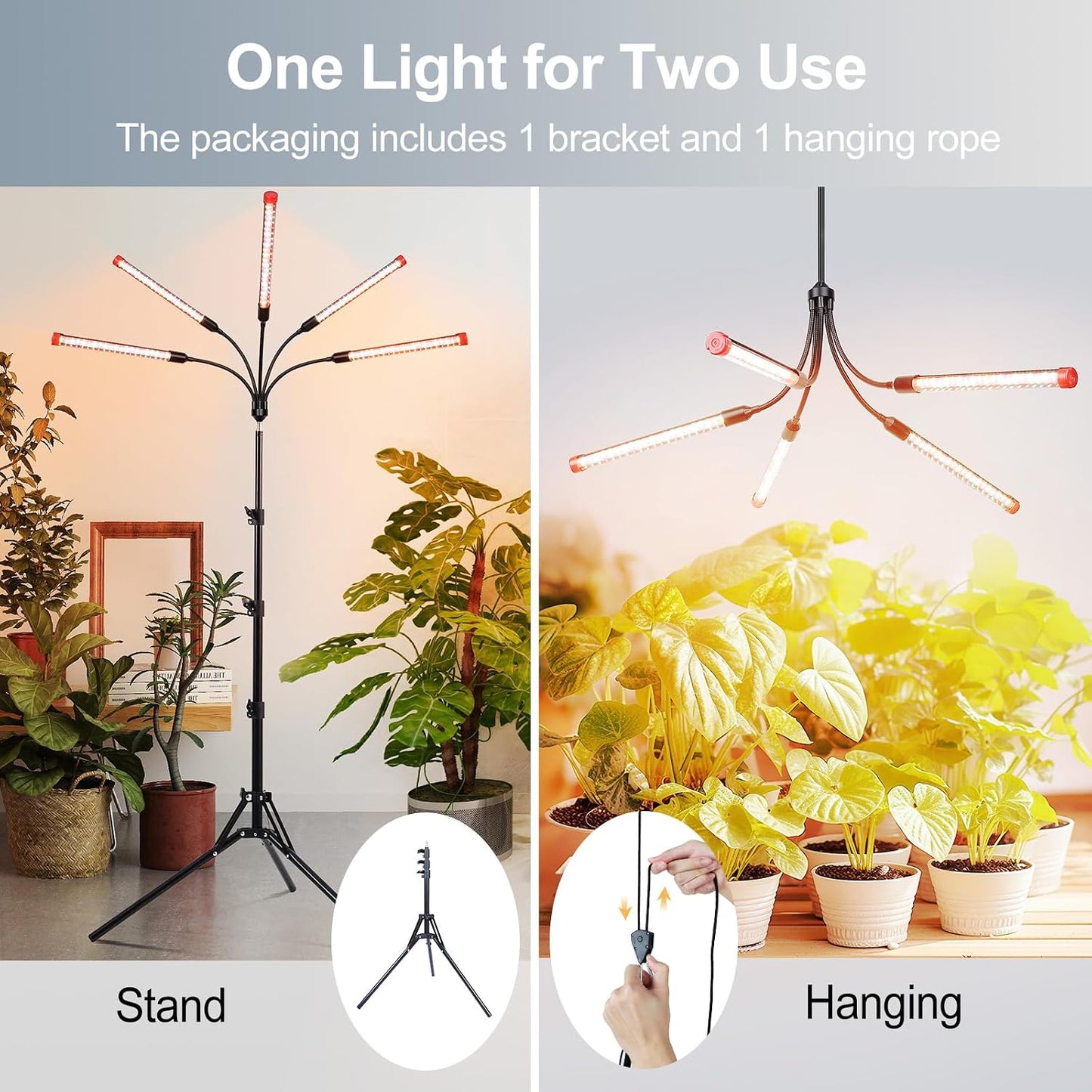 Luz de cultivo 45W 5 cabezales soporte bonsái y plantas