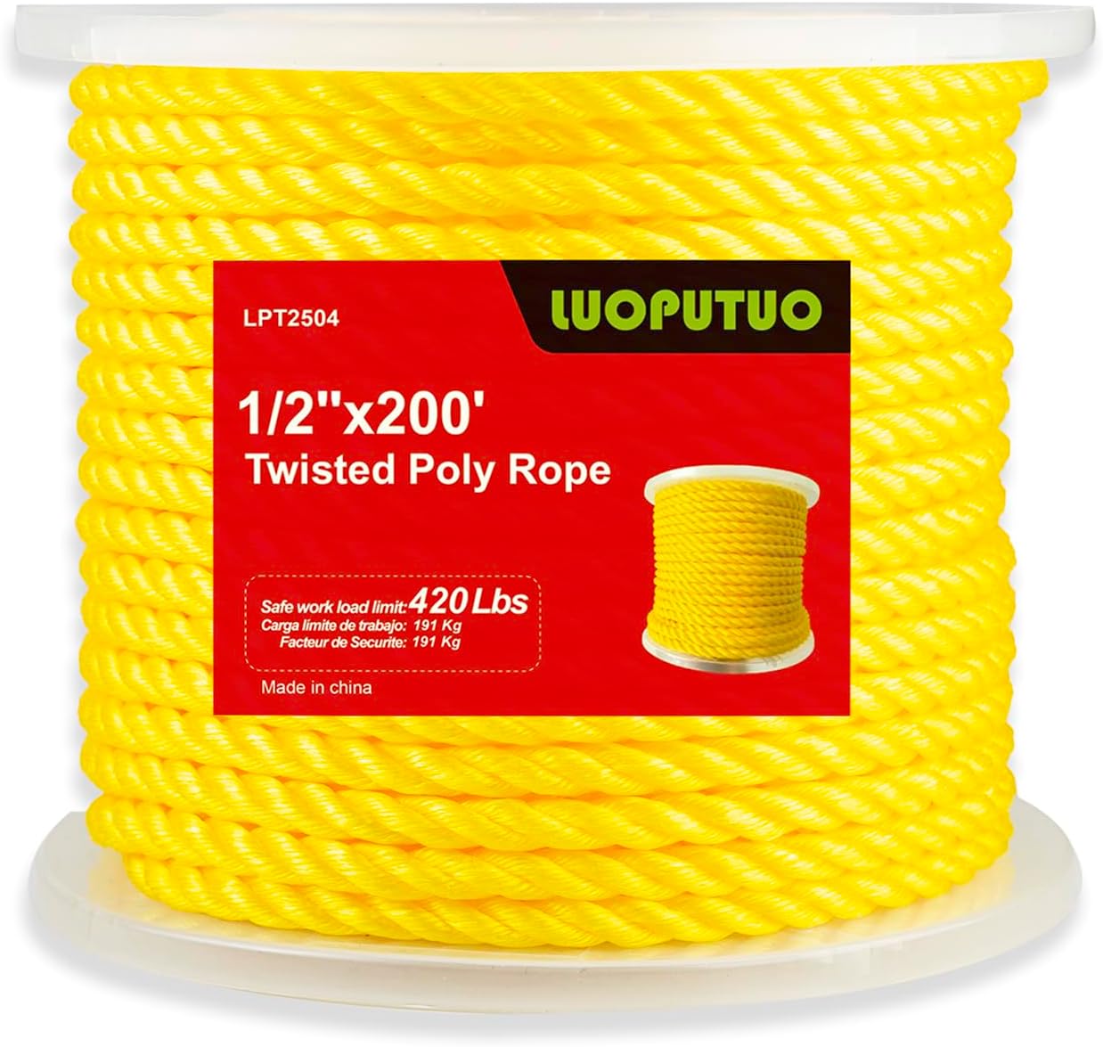 Cuerda trenzada amarilla 1/2" x200pies resistente