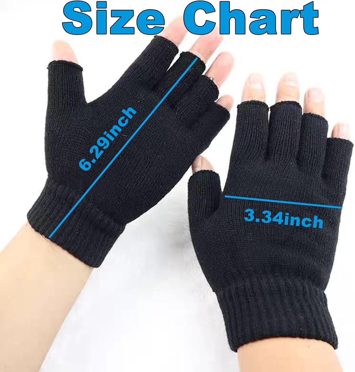 4 Pzas Guantes Invierno Sin Dedos para Mujer y Adolescente