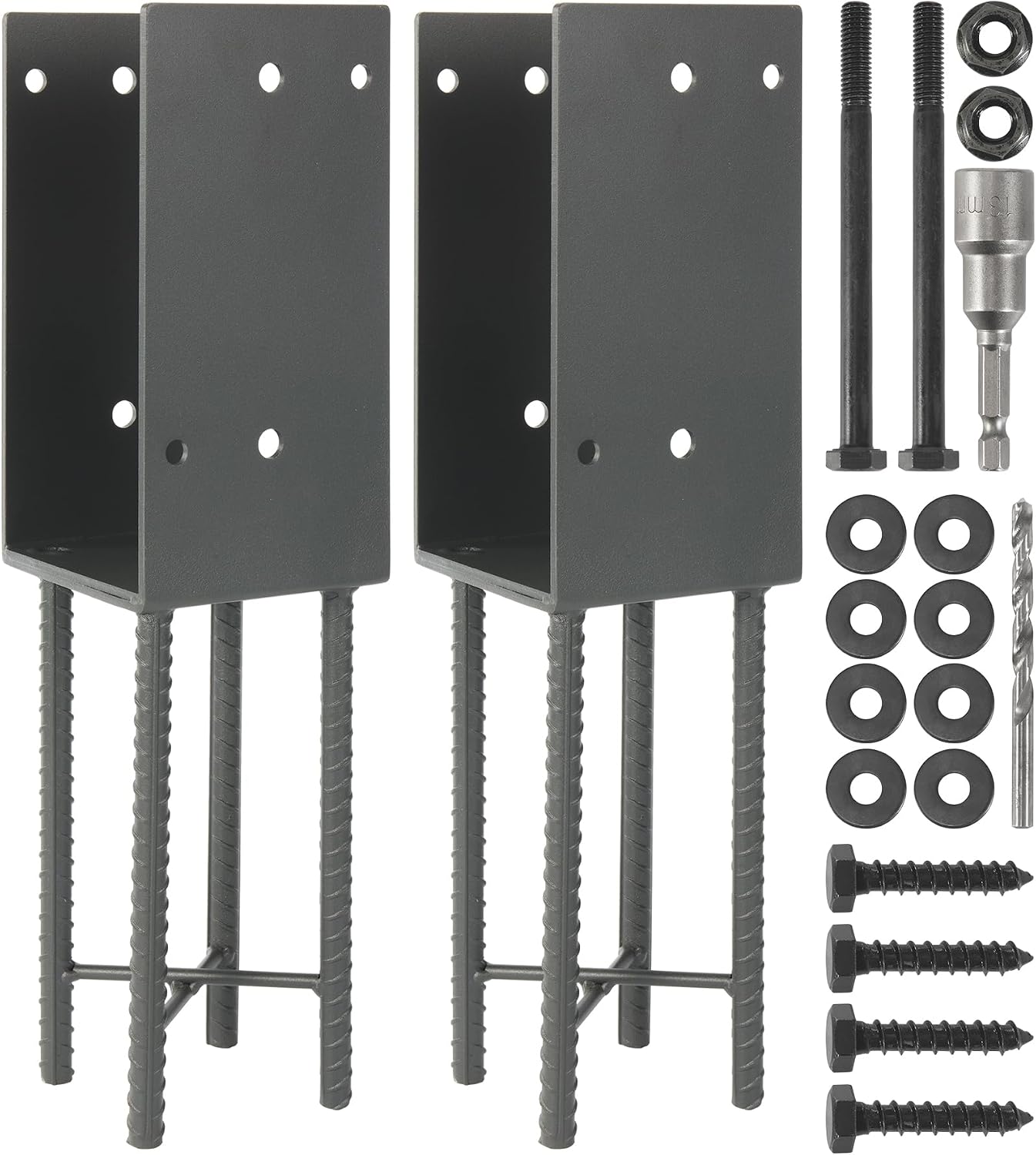 2 Soportes poste valla acero inox 4x4pulg