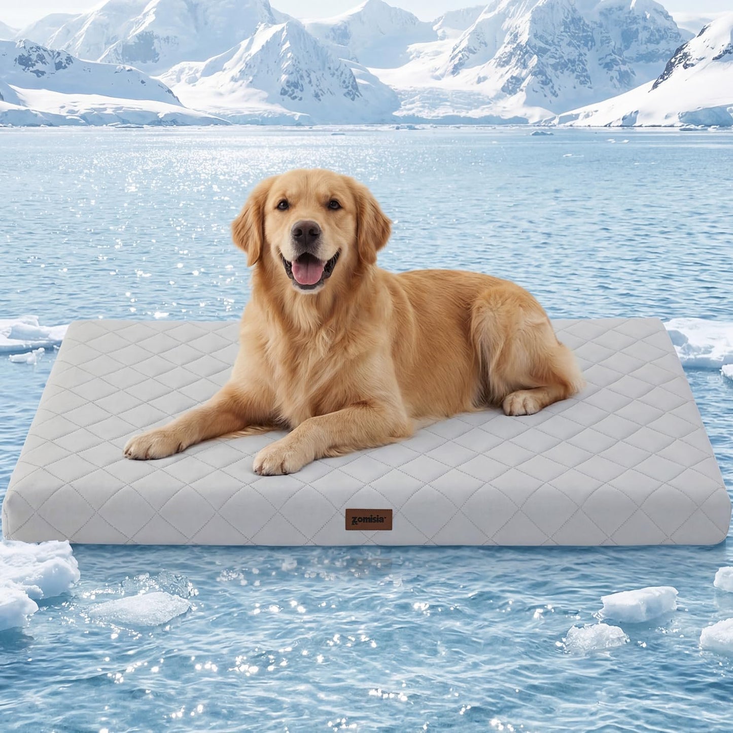 Cama para perros con almohada refrigerante XXL 47x29 pulg grey