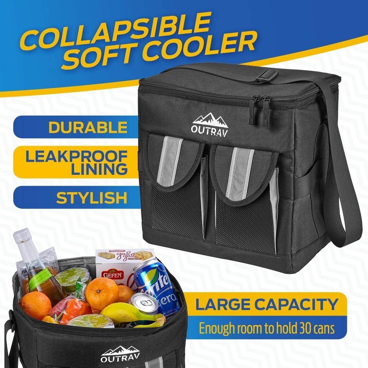 Bolsa enfriadora aislada 30 latas plegable camping picnic