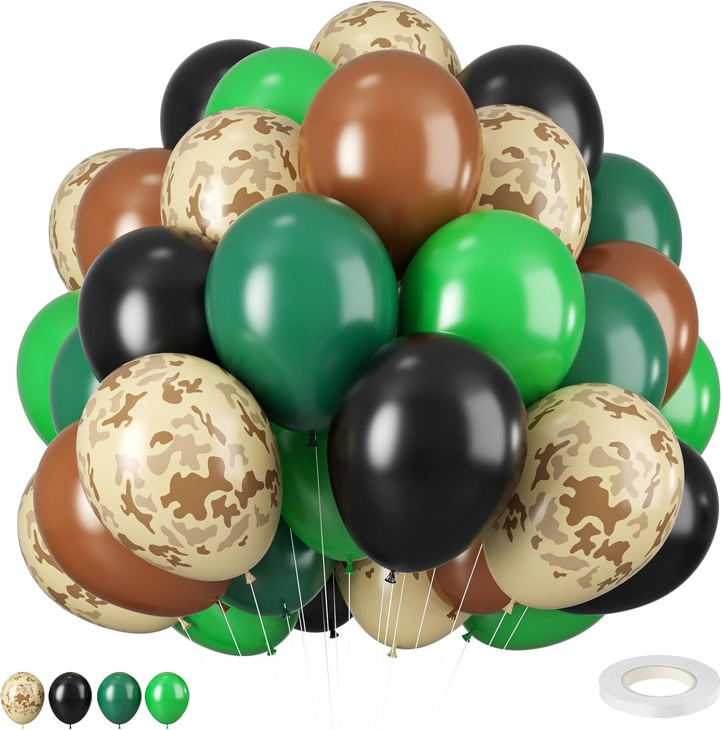 Globos camuflaje verde, negro, marrón 12pulg para hombres