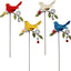4 Estacas Pájaro Metal Decoración Jardín 36cm