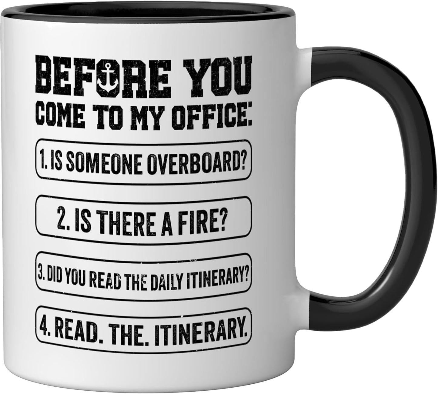 Taza Cerámica Humorística para Crucero Negro/Blanco