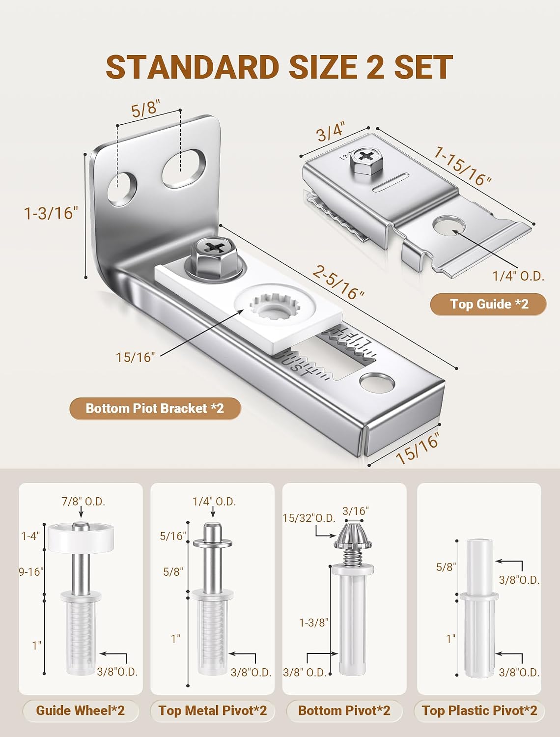 Kit herrajes puertas plegables 2 pzas soportes ruedas guías