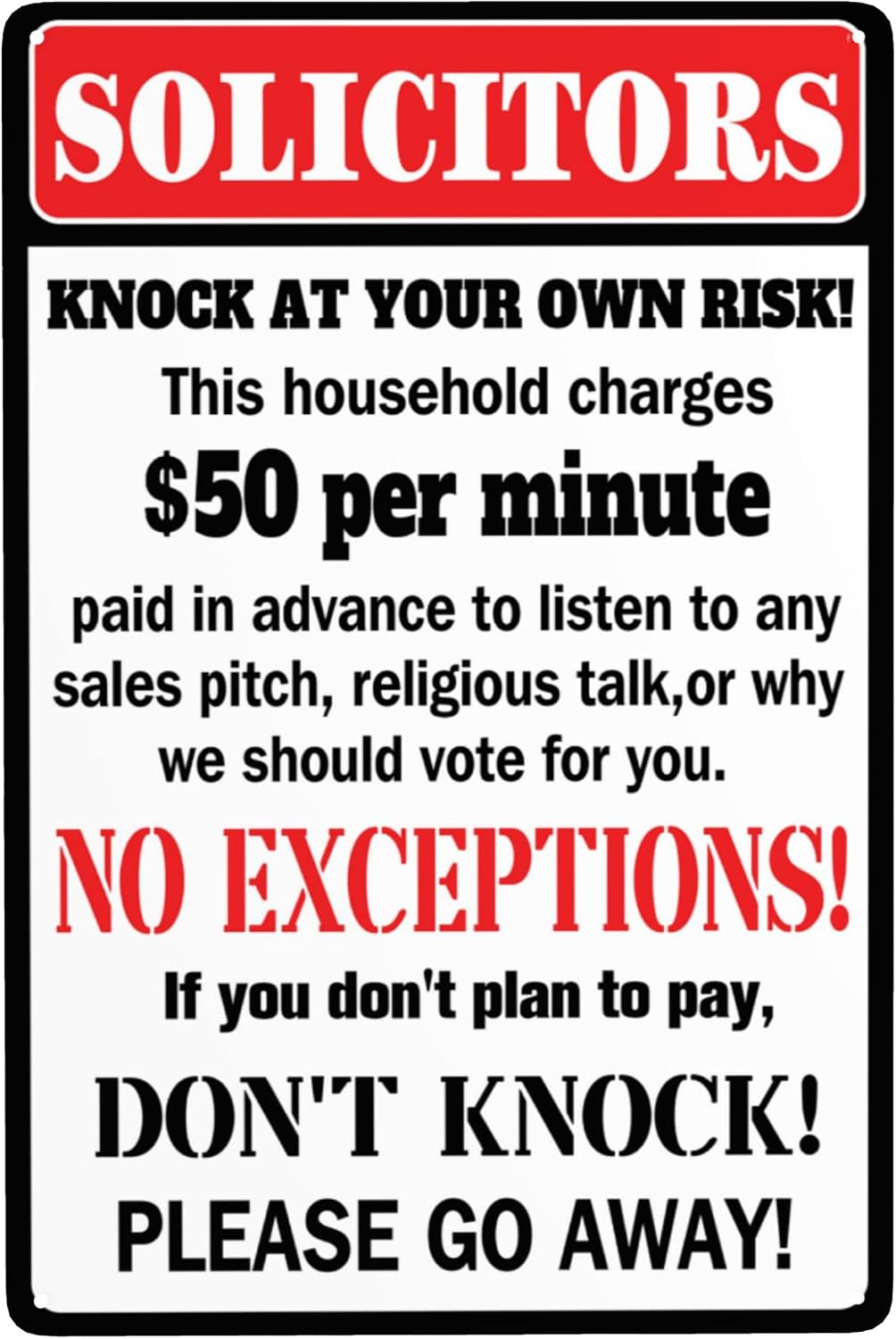 Letreros no solicitar para casa puerta patio 30x20cm