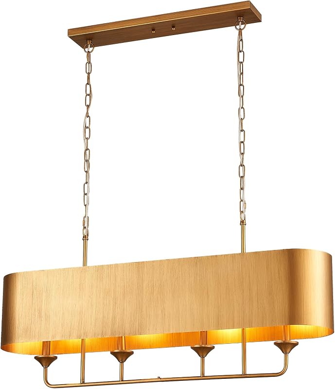 Lámpara colgante lineal metal latón 4 luces moderna