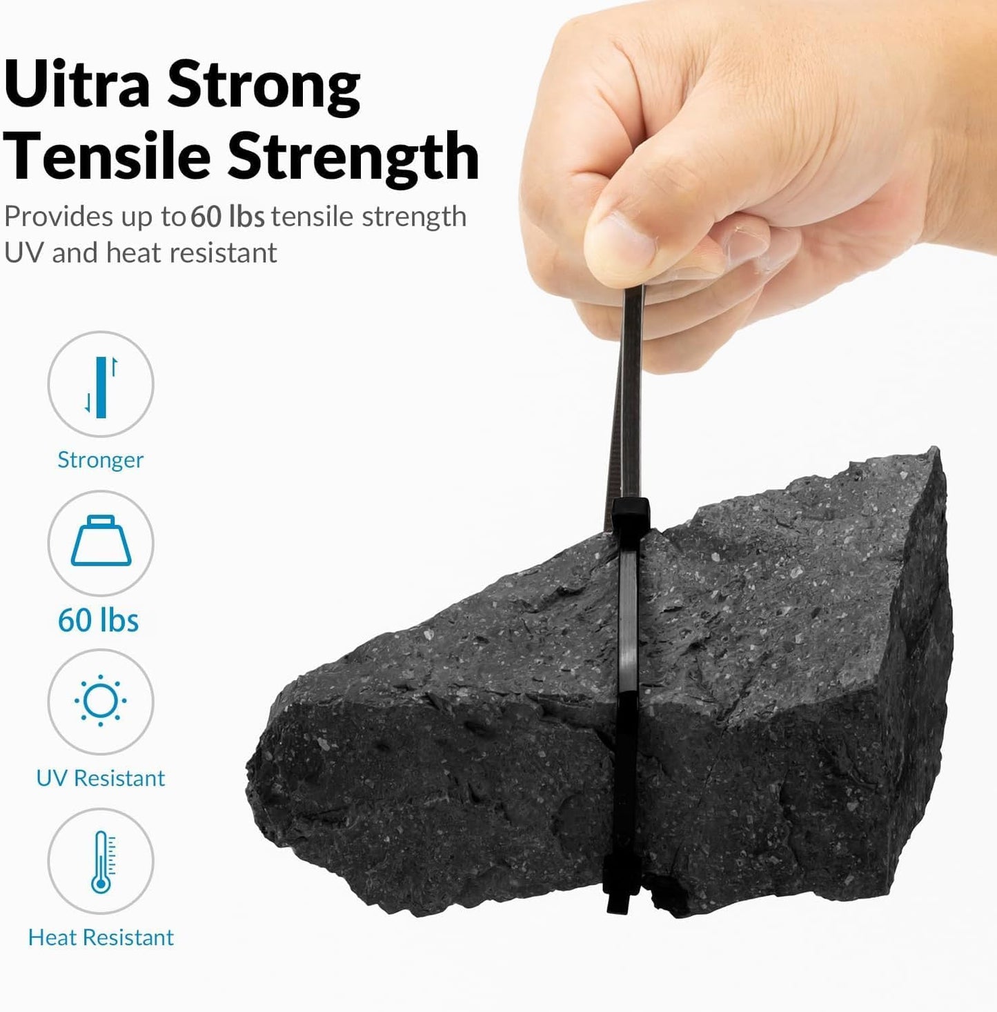 Bridas resistentes UV negro 18pulg 100uds