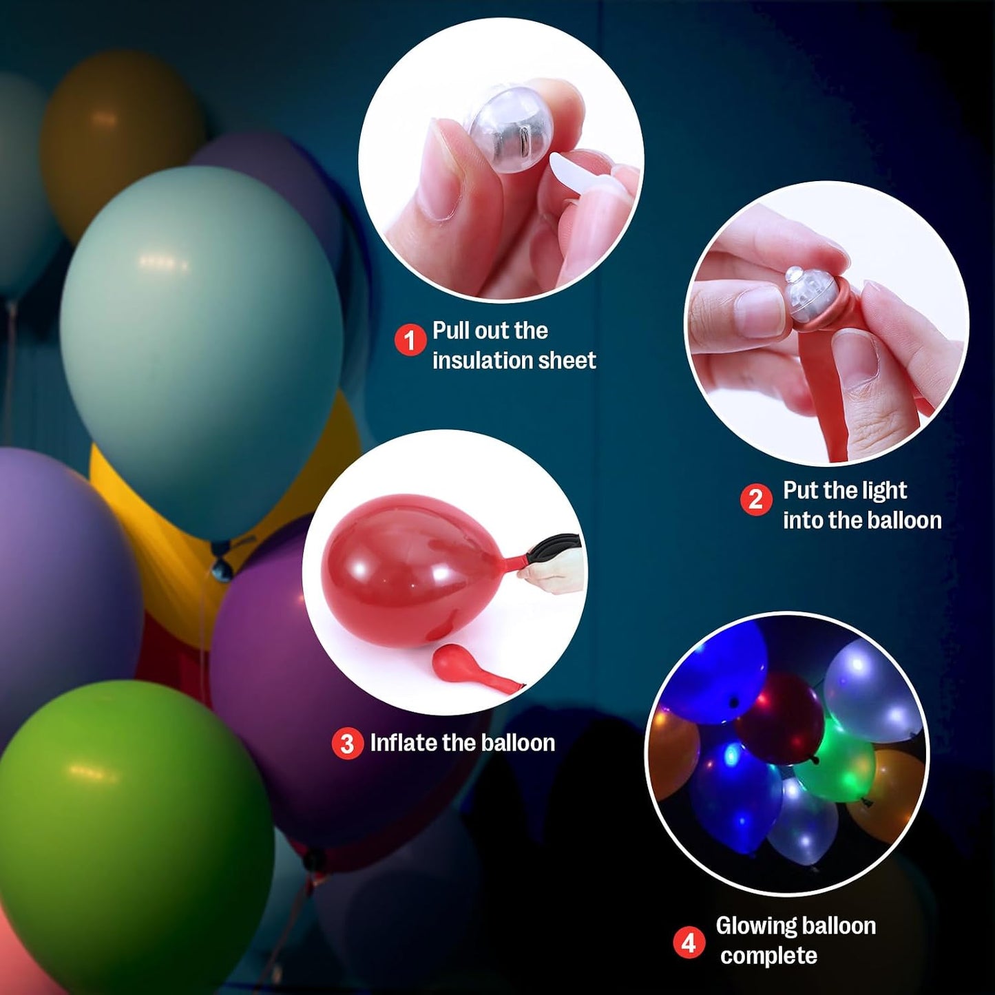 50 Lámparas LED Mini Rojas para Globos y Huevos de Pascua