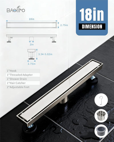 Drenaje lineal acero inox 18pulg 2en1 CUPC para duchas sin curvas