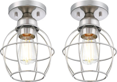Lámpara techo vintage níquel pack 2 para pasillo cocina