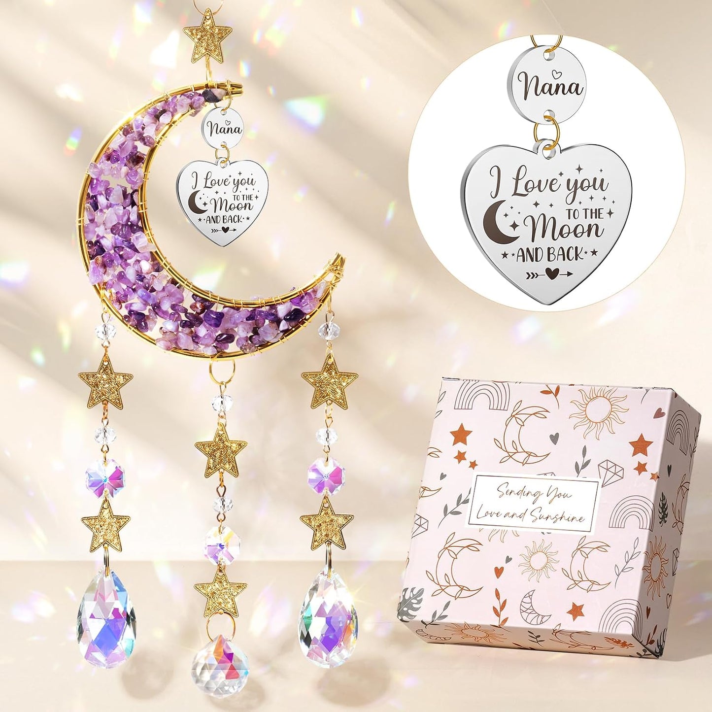 Regalo único para abuela Gigi atrapasoles cristal luna
