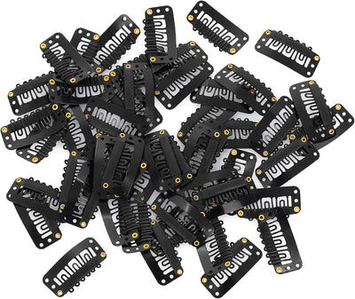 50 Pinzas Extensión Cabello 6 Dientes U Silicona Mujer Negro