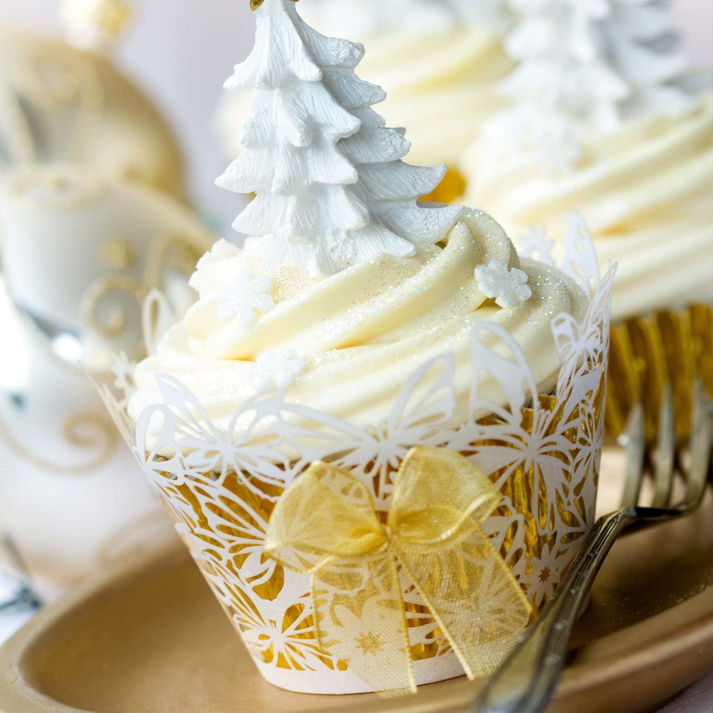 400 Pzas Forros Cupcakes Aluminio Dorado