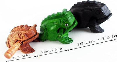 Set 3 ranas de madera Güiro 10-3.1-2.0pulg