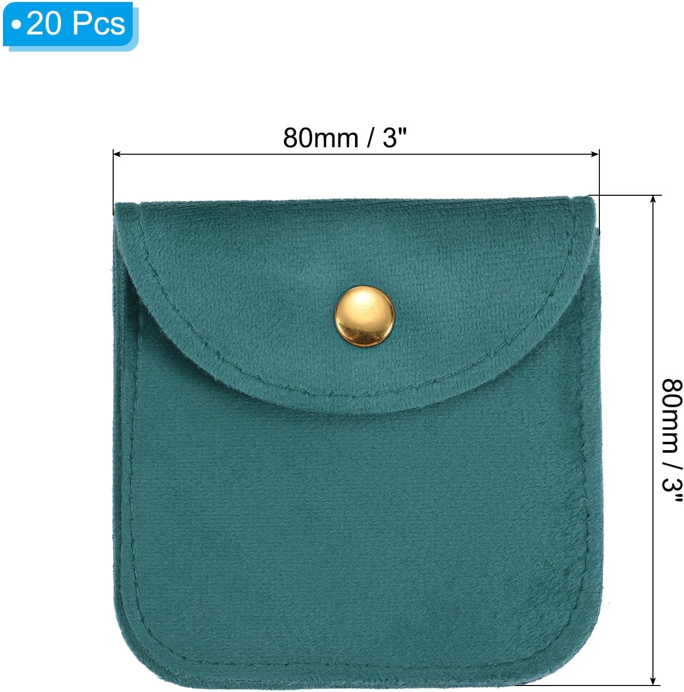 Bolsas terciopelo suave 3x3" con botón 20 pzas azul lago