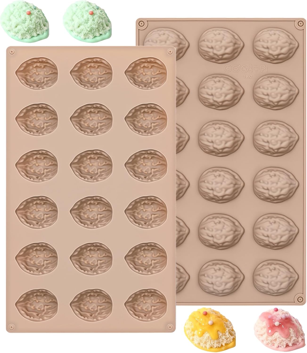 Moldes silicón nogal 18 piezas para galletas y postres