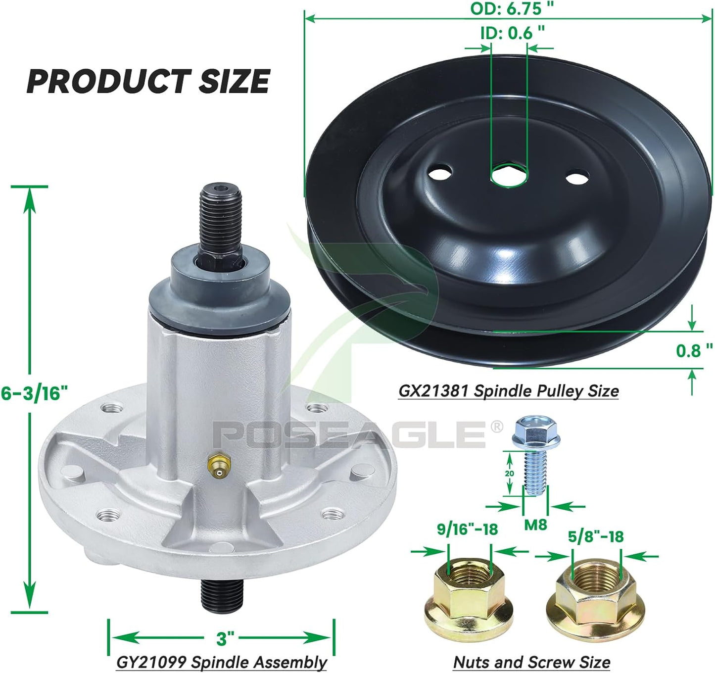 Kit husillo John Deere GY21099 con polea GX21381