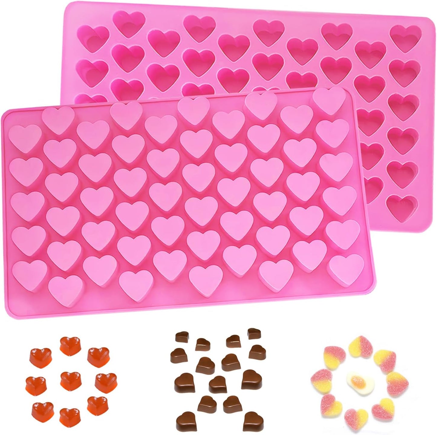2 Moldes Silicona Corazón Antiadherente para Caramelos Chocolate