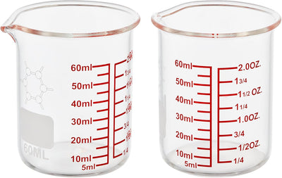 Taza medidora vidrio borosilicato 60ml 2oz set 2