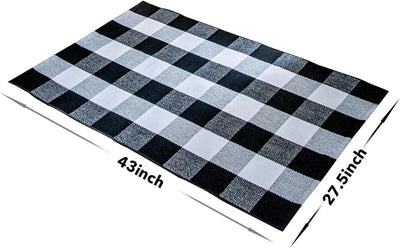 Alfombra algodón a cuadros 27.5x43pulg uso interior y exterior