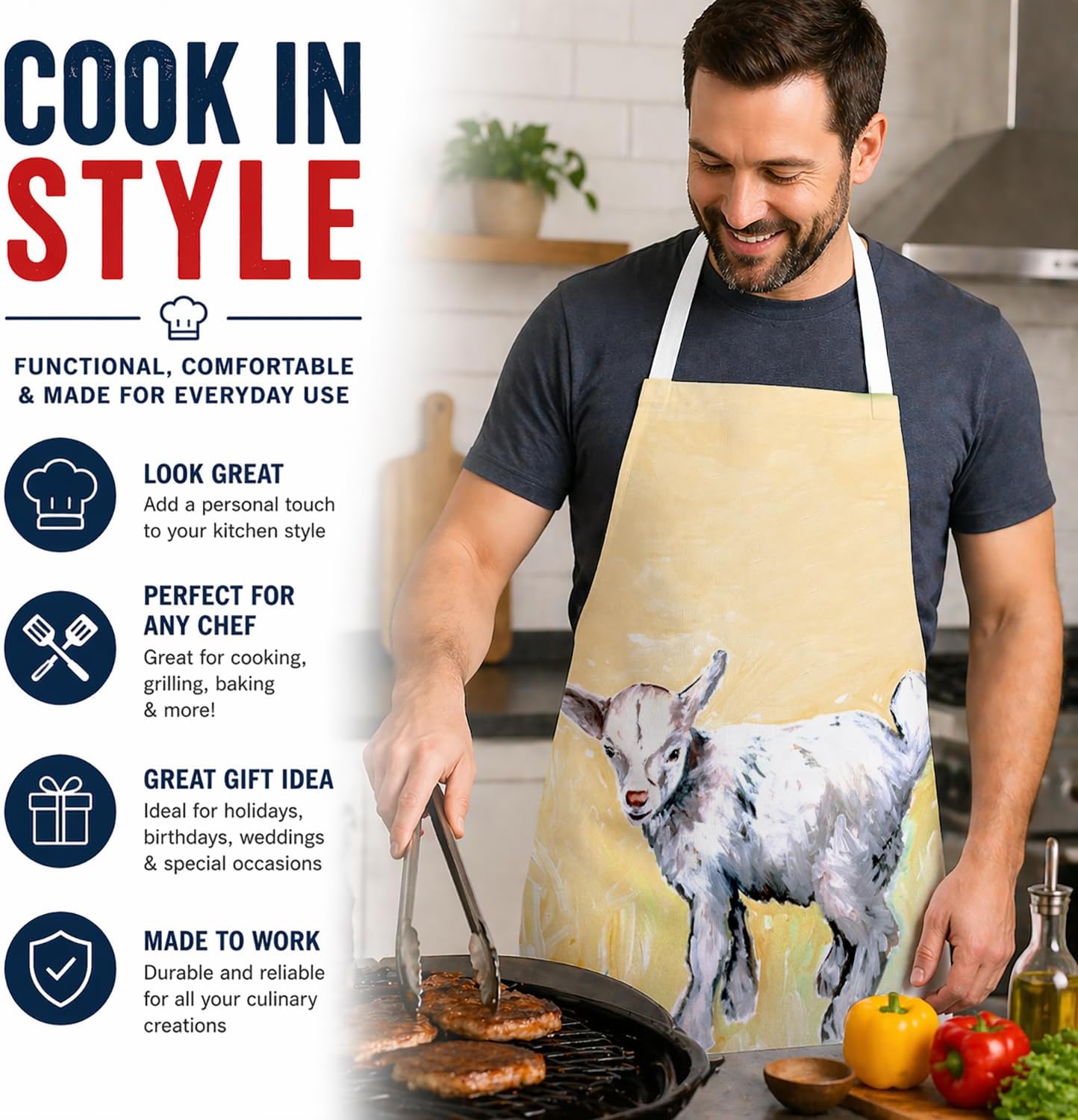 Delantal cocina para adultos unisex grande multicolor