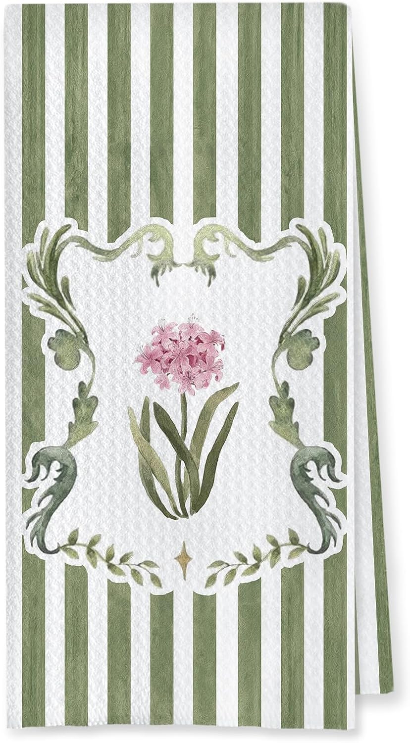 Toallas cocina florales hortensias rosas salvia blanco 16x24pulg