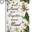 Bandera jardín doble cara 12x18" texto floral cementerio