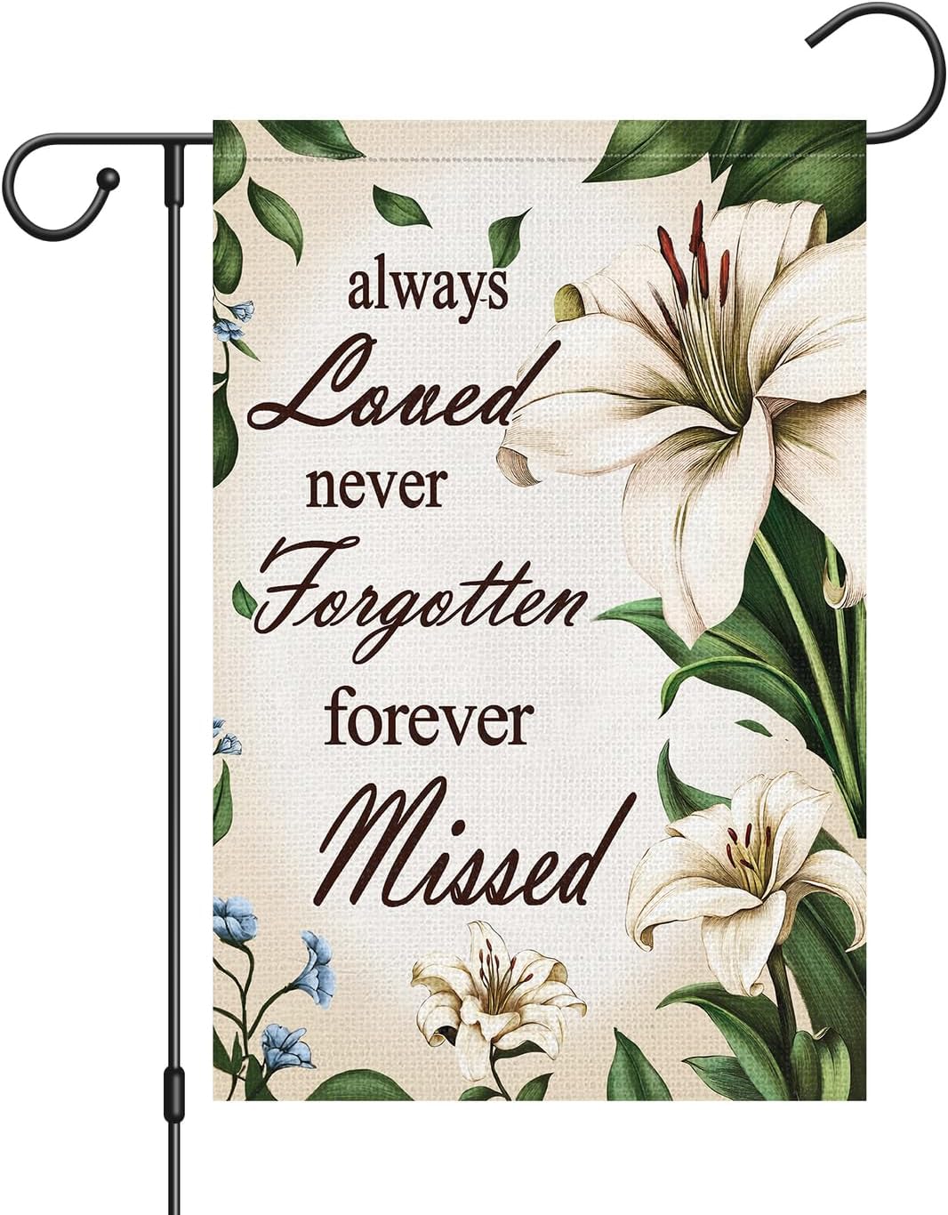 Bandera jardín doble cara 12x18" texto floral cementerio