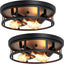 2 Luces Techo Rústicas E26 Negro para Cocina Pasillo