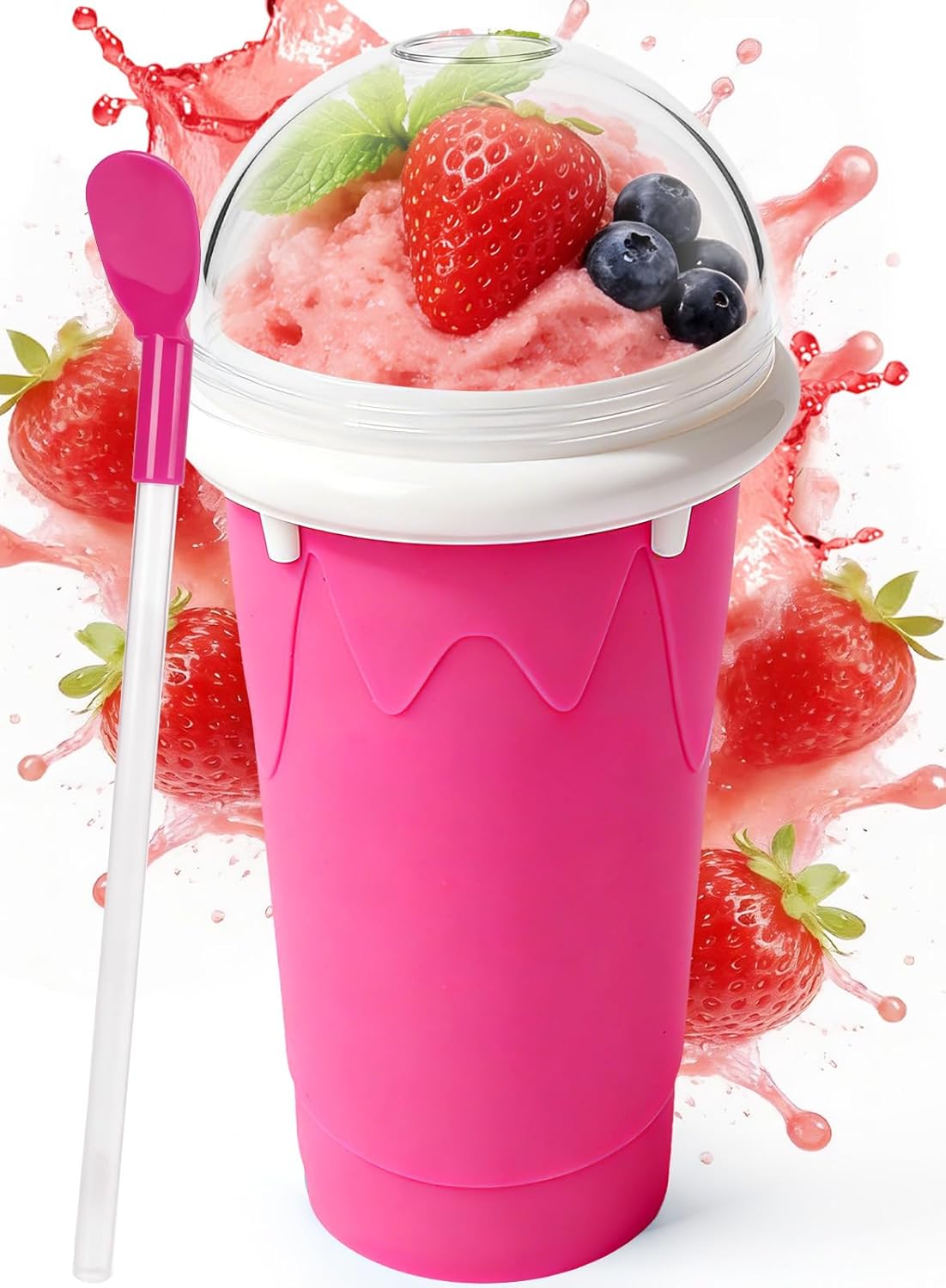 Vaso Granizado 16.9oz con Tapas Popote para Niños Familia