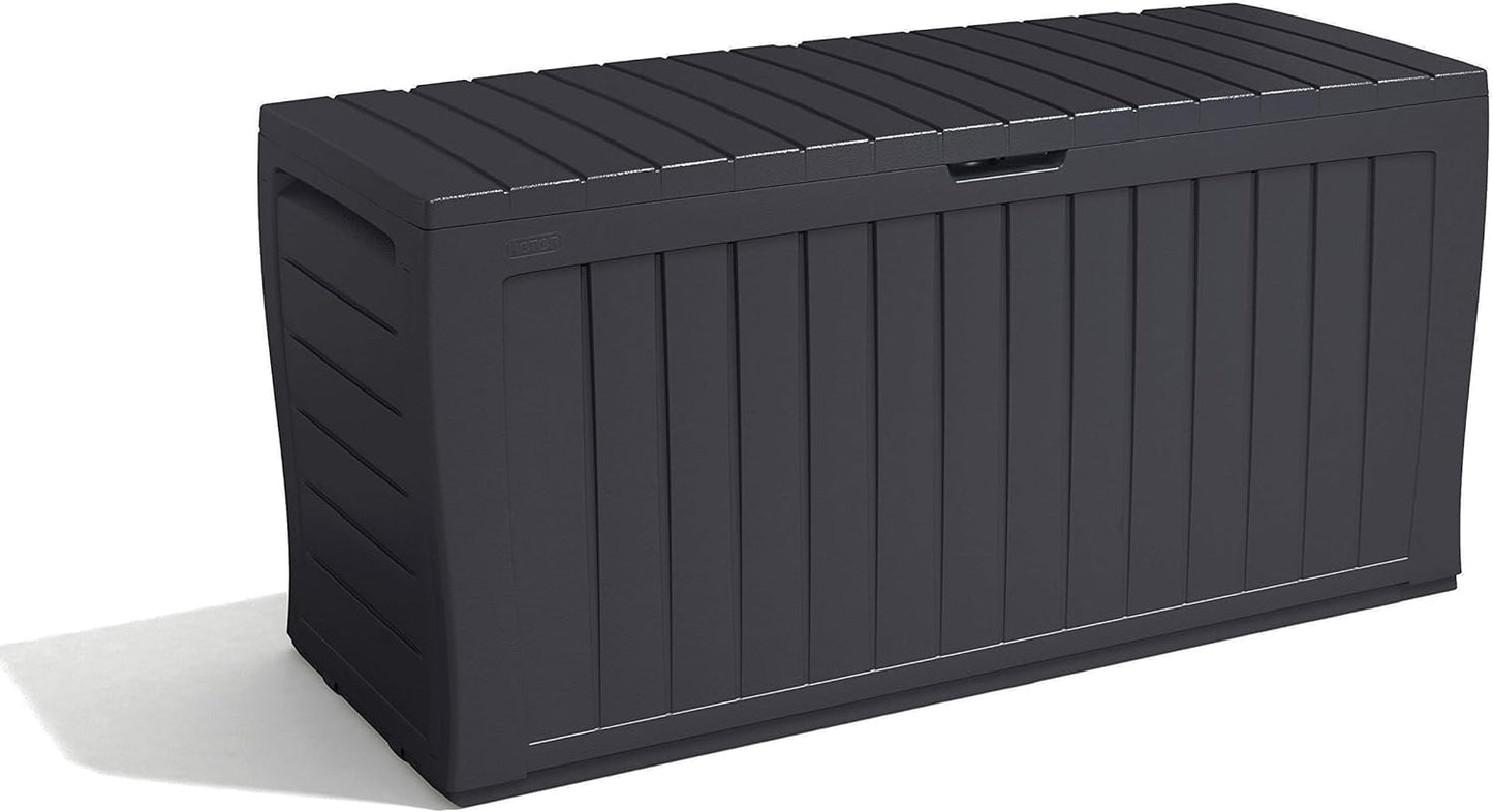 Caja almacenamiento jardín 270L efecto madera grafito