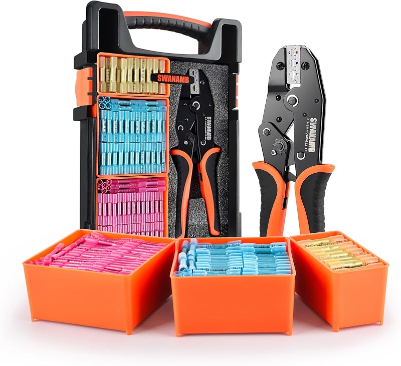 Crimpadora trinquete 340 conectores termorretráctiles AWG
